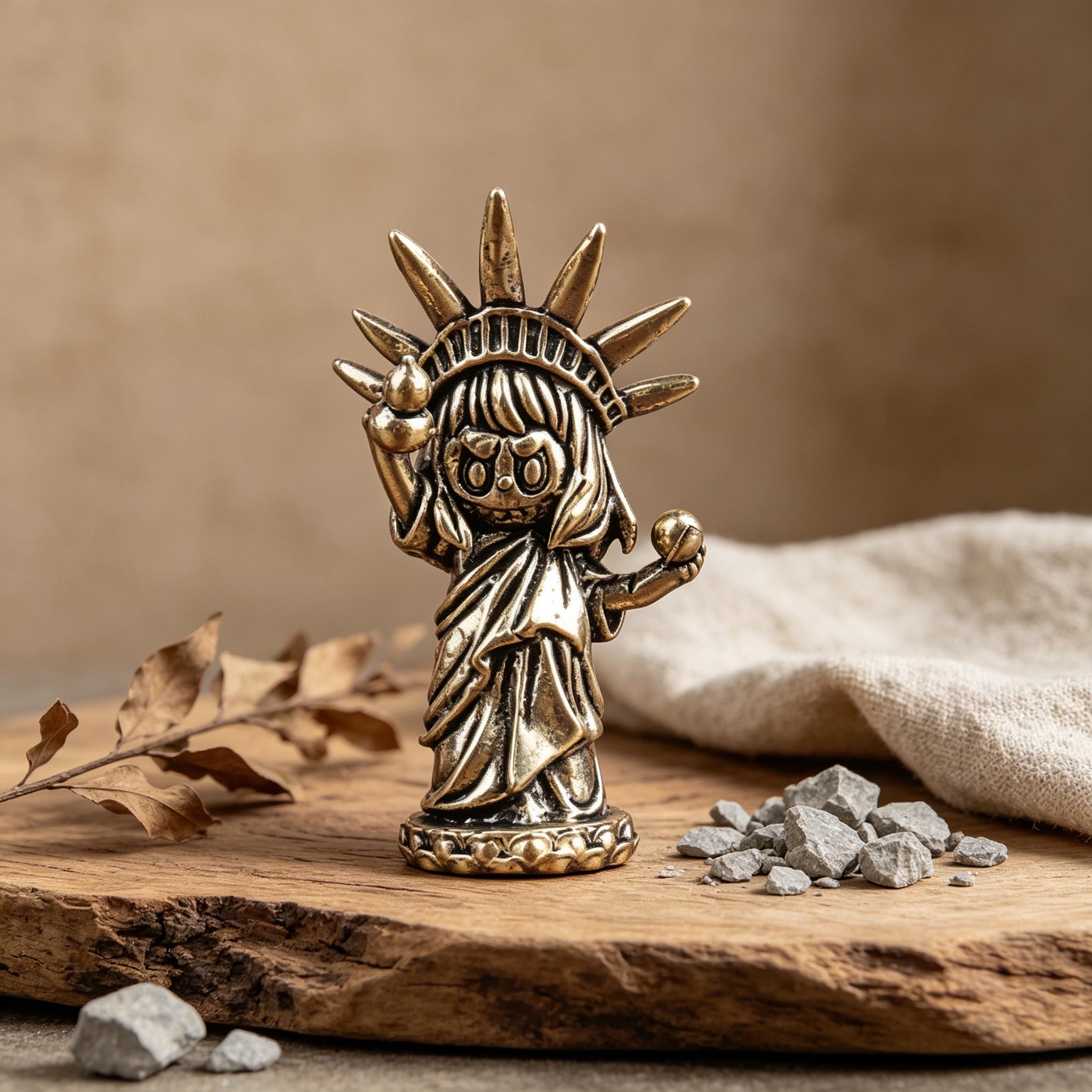 Handmade Brass Cute Statue of Liberty Figurine — Copper figurine image 3