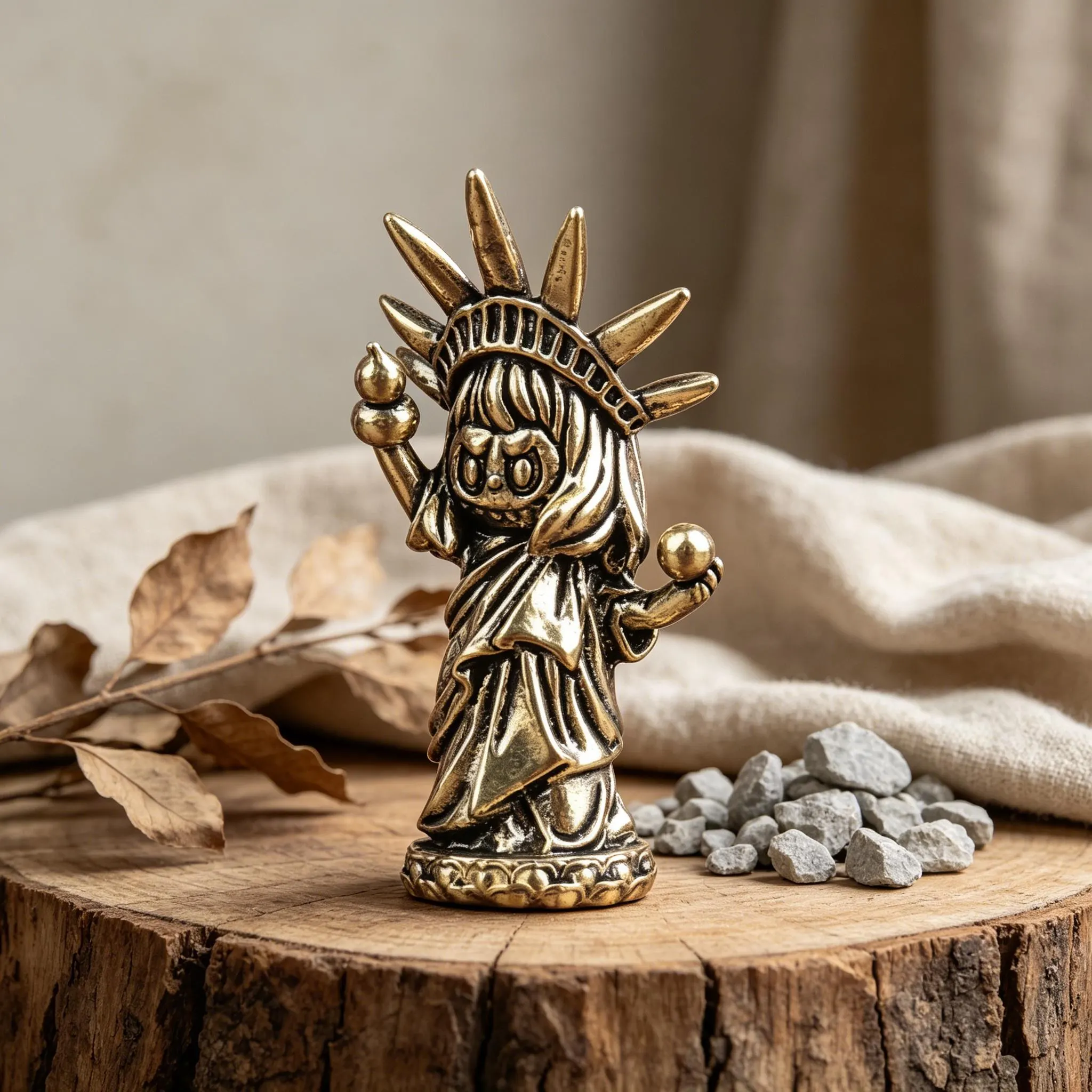 Handmade Brass Cute Statue of Liberty Figurine — Copper figurine image 4
