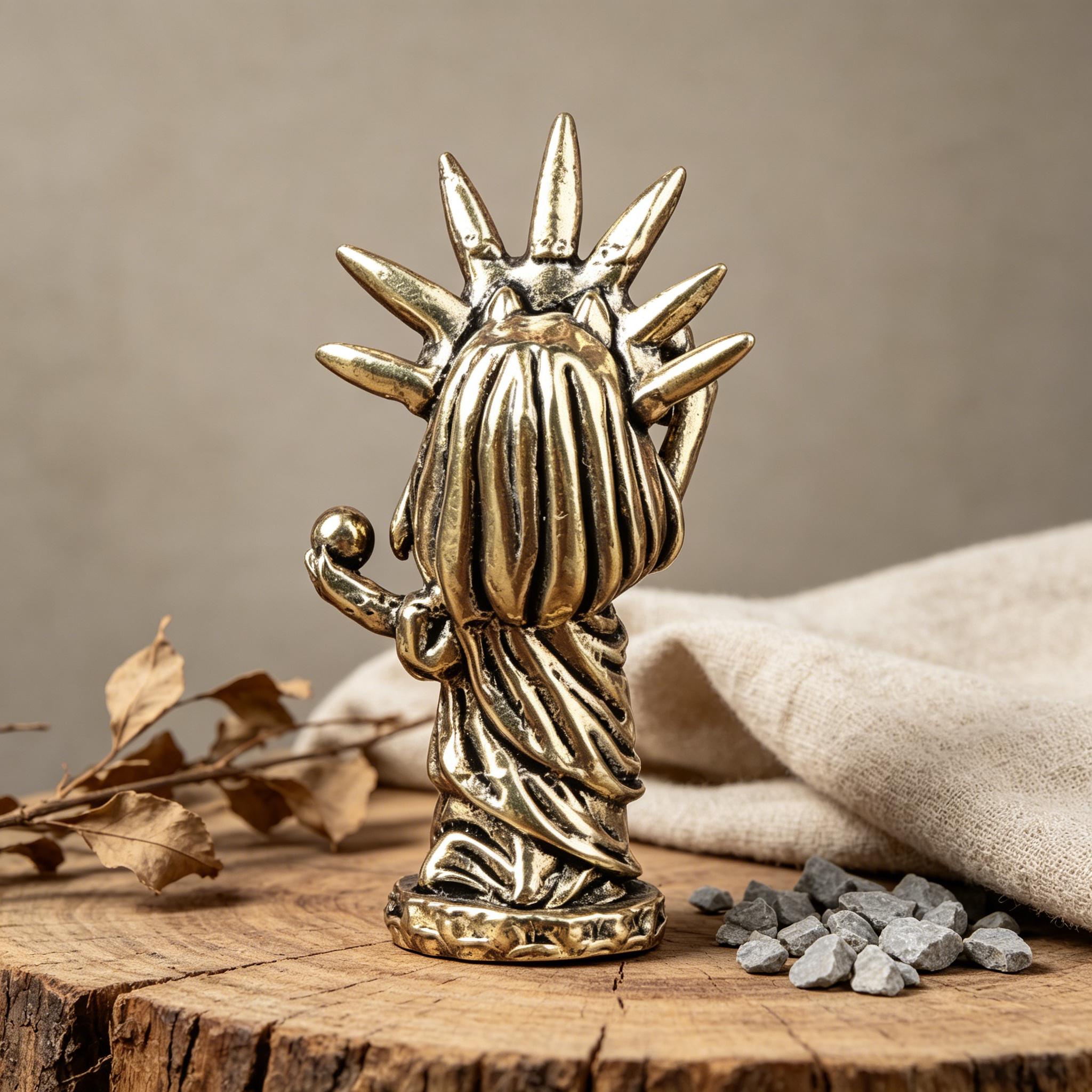 Handmade Brass Cute Statue of Liberty Figurine — Copper figurine image 5