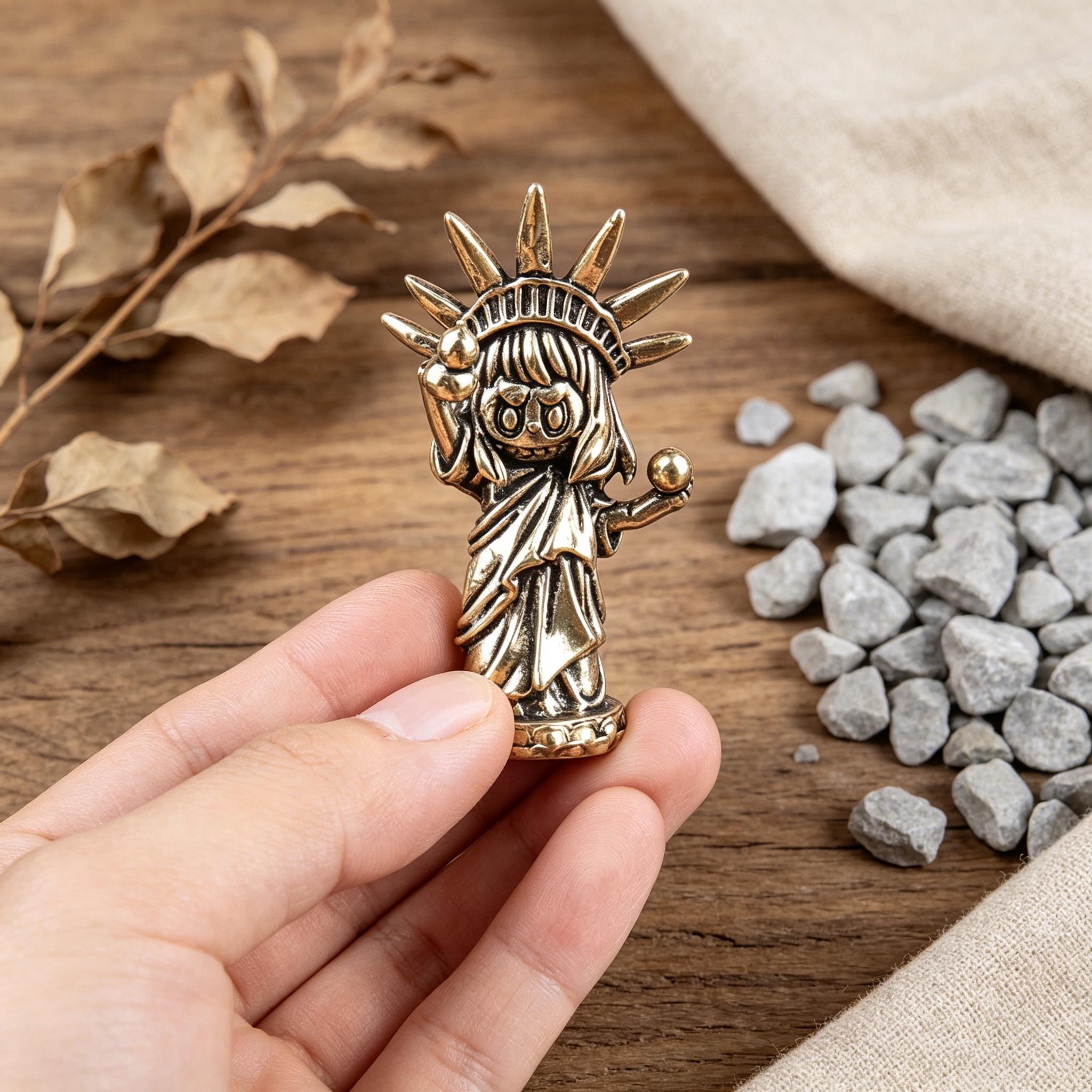 Handmade Brass Cute Statue of Liberty Figurine — Copper figurine image 6