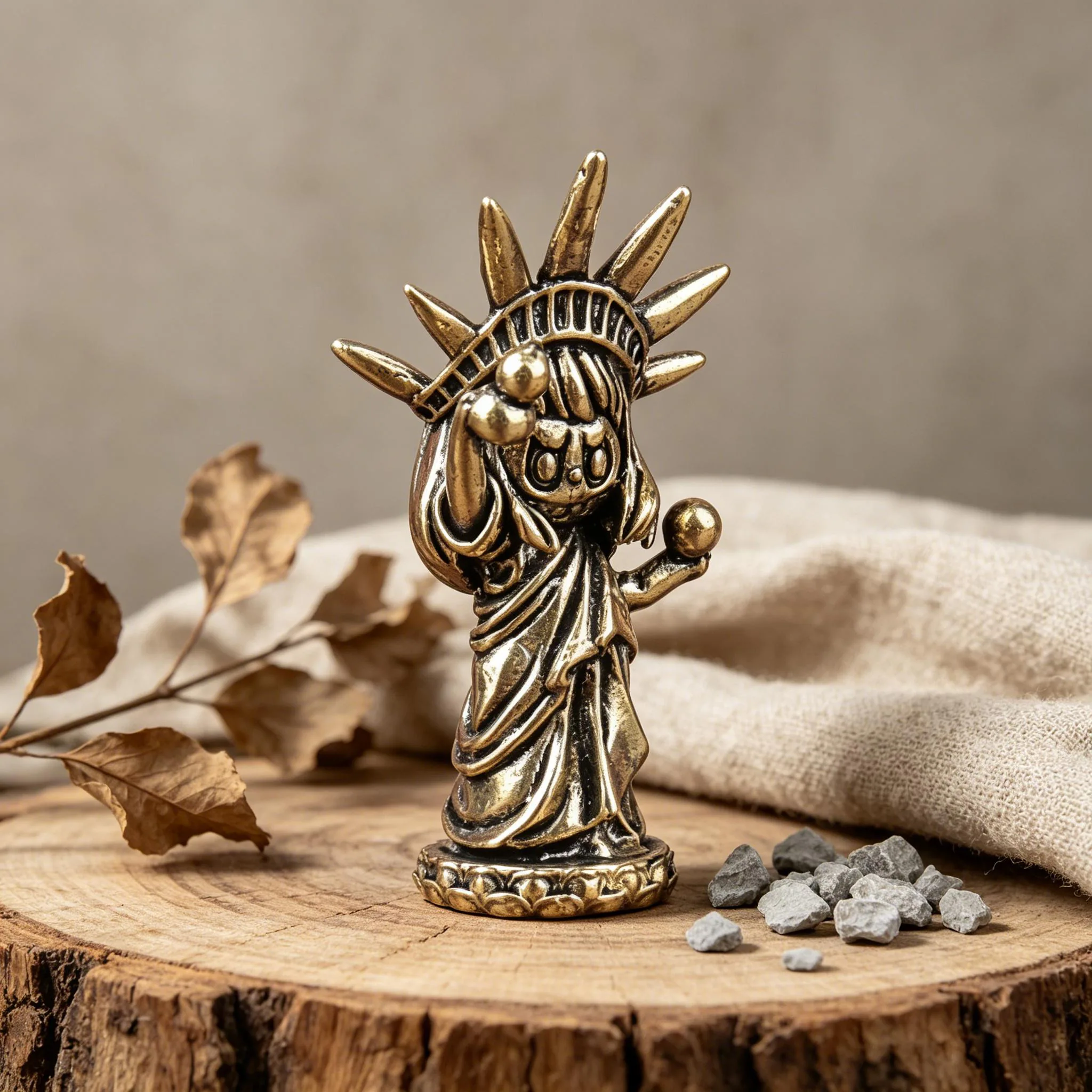 Handmade Brass Cute Statue of Liberty Figurine — Copper figurine image 1
