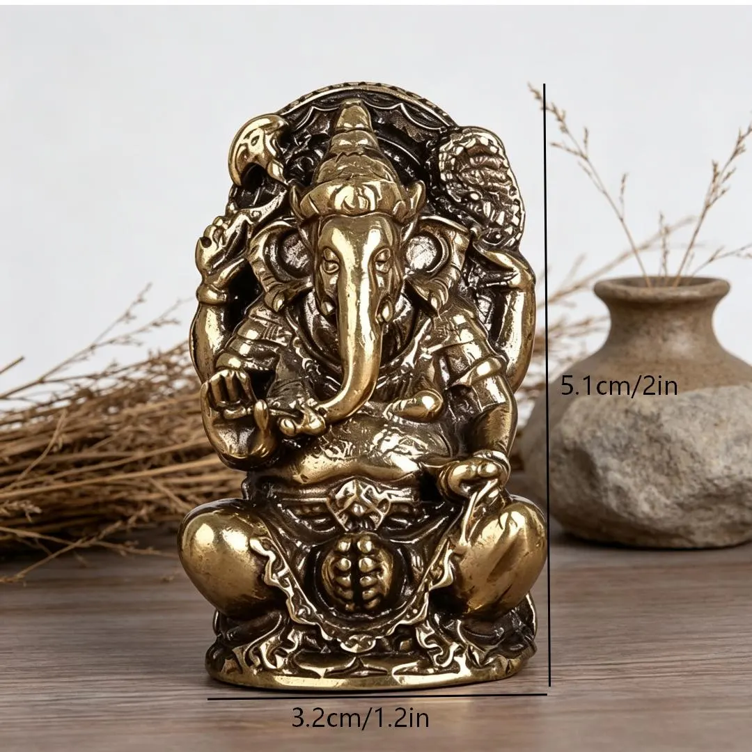 Handmade Small Copper Ganesha Statue — Copper figurine image 2