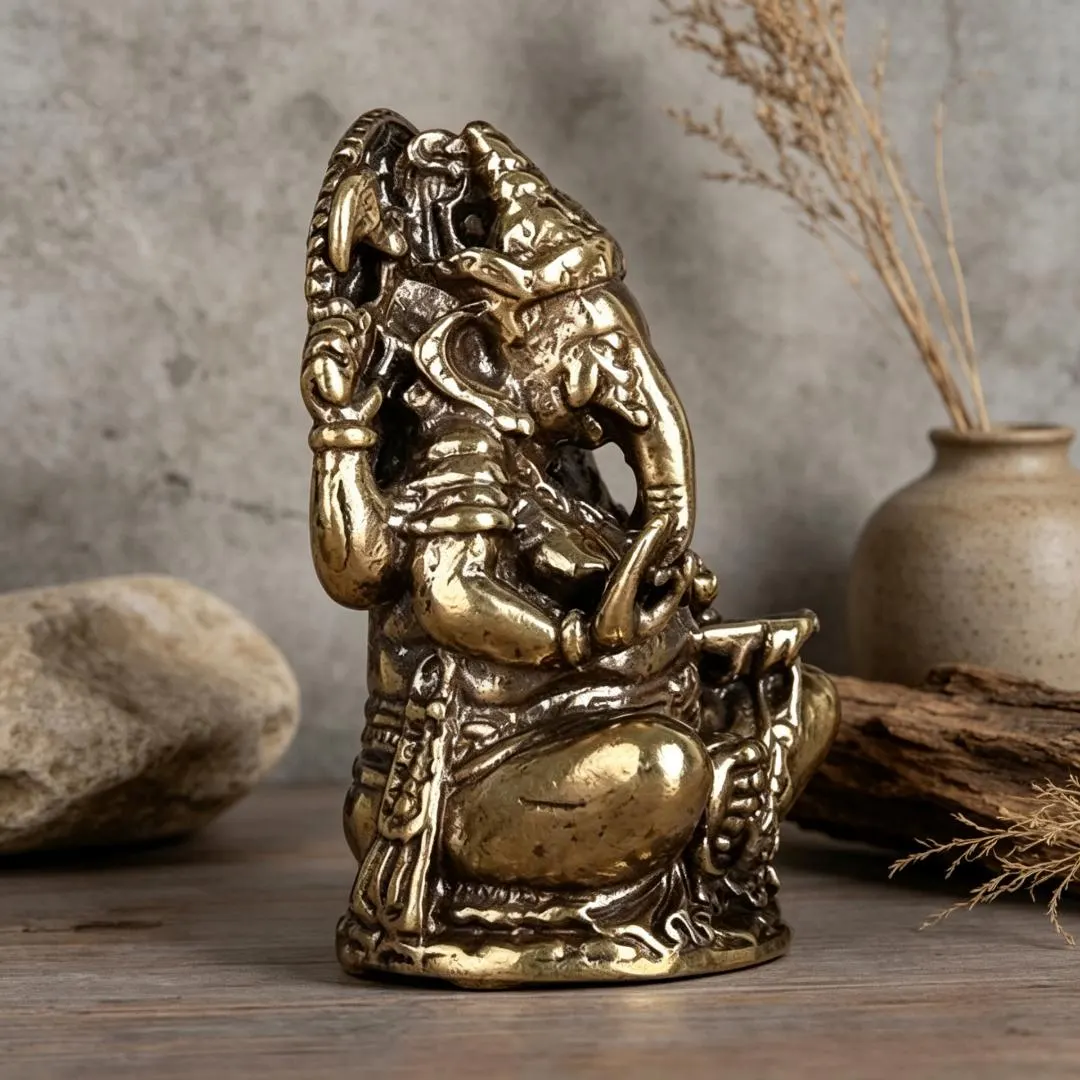 Handmade Small Copper Ganesha Statue — Copper figurine image 3