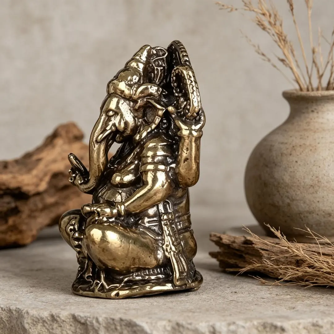 Handmade Small Copper Ganesha Statue — Copper figurine image 7