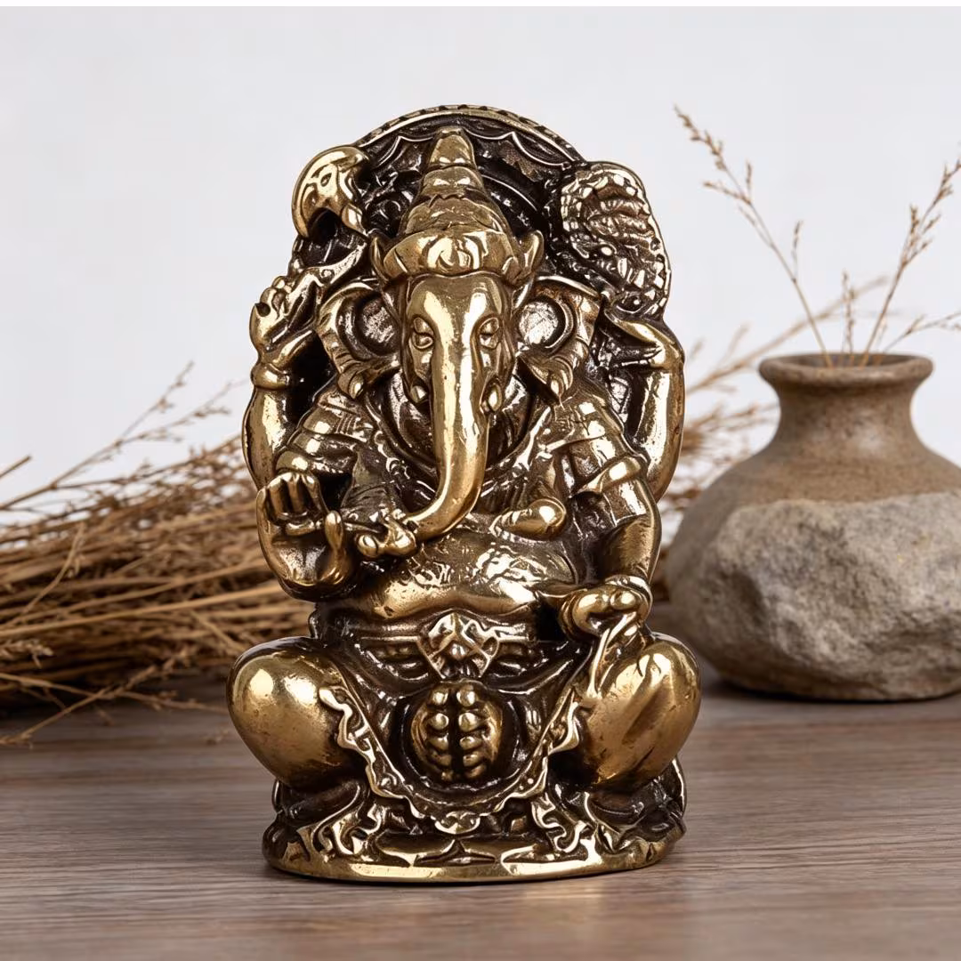 Handmade Small Copper Ganesha Statue — Copper figurine image 1