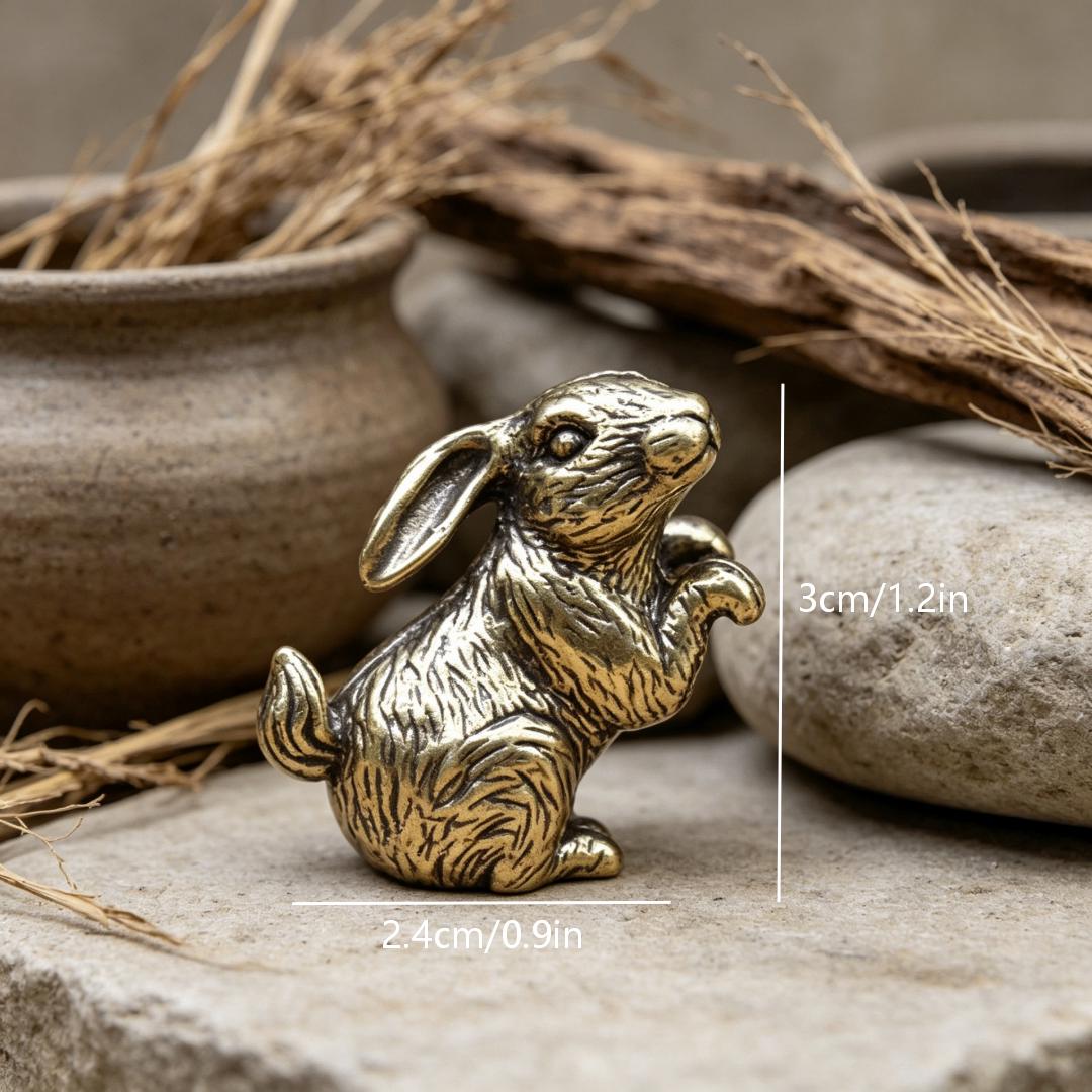 Vintage Brass Mother & Baby Rabbit Figurine — Brass figurine image 4
