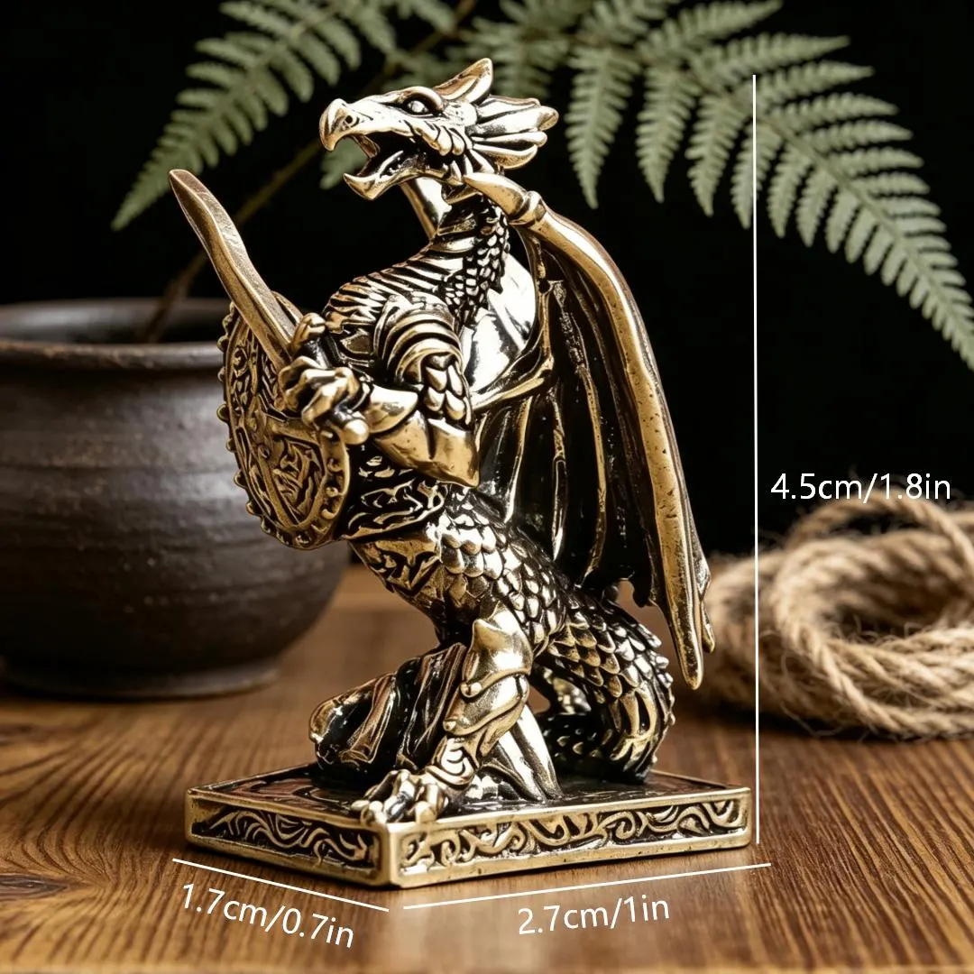 Brass Knight Dragon Figurine — Brass figurine image 2