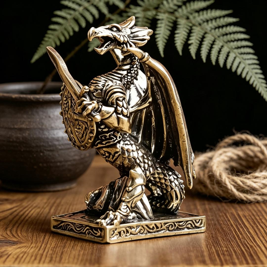 Brass Knight Dragon Figurine — Brass figurine image 4