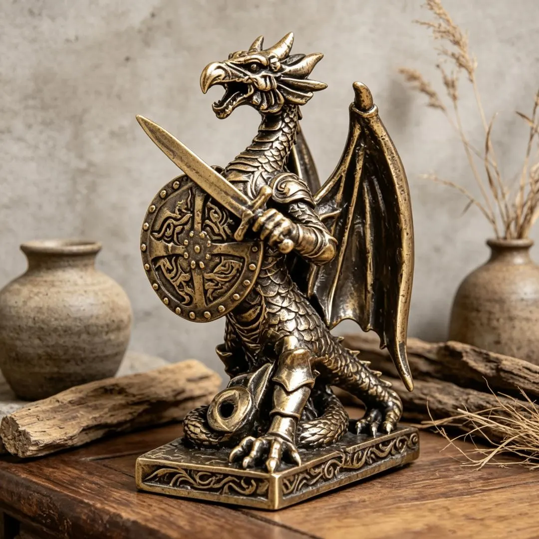 Brass Knight Dragon Figurine — Brass figurine image 5