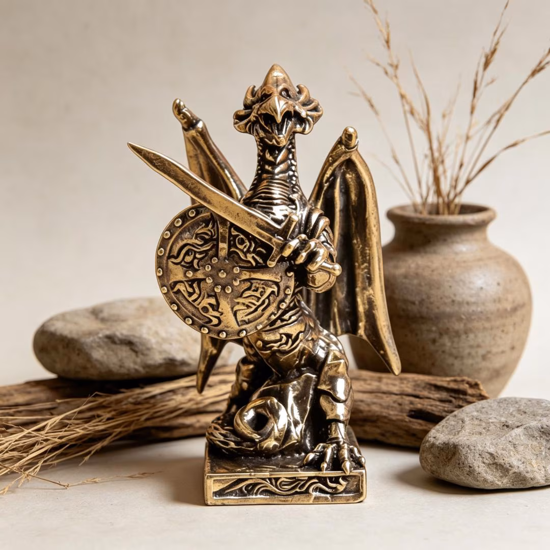 Brass Knight Dragon Figurine — Brass figurine image 1
