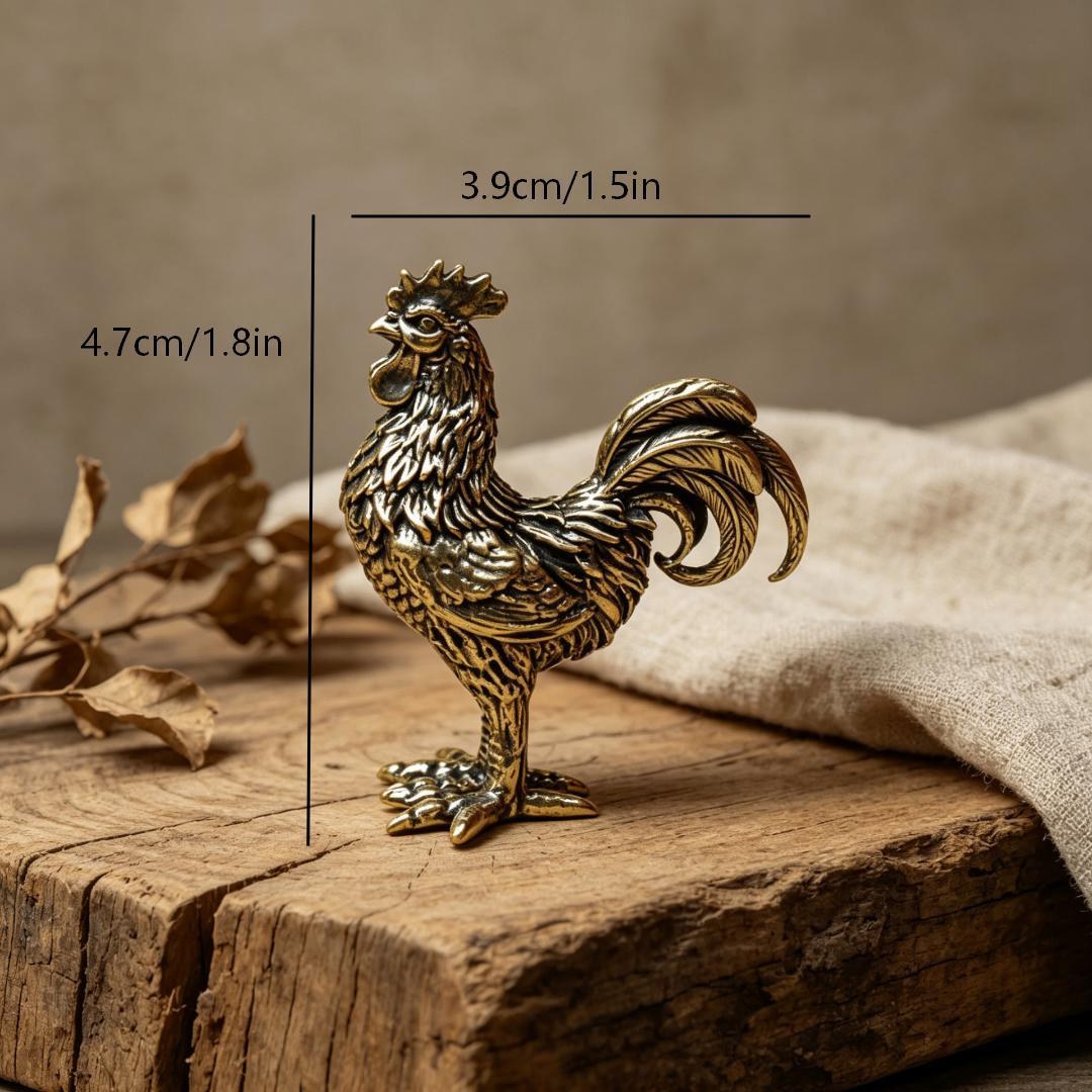 Vintage Brass Rooster & Hen Figurine Set — Brass figurine image 3