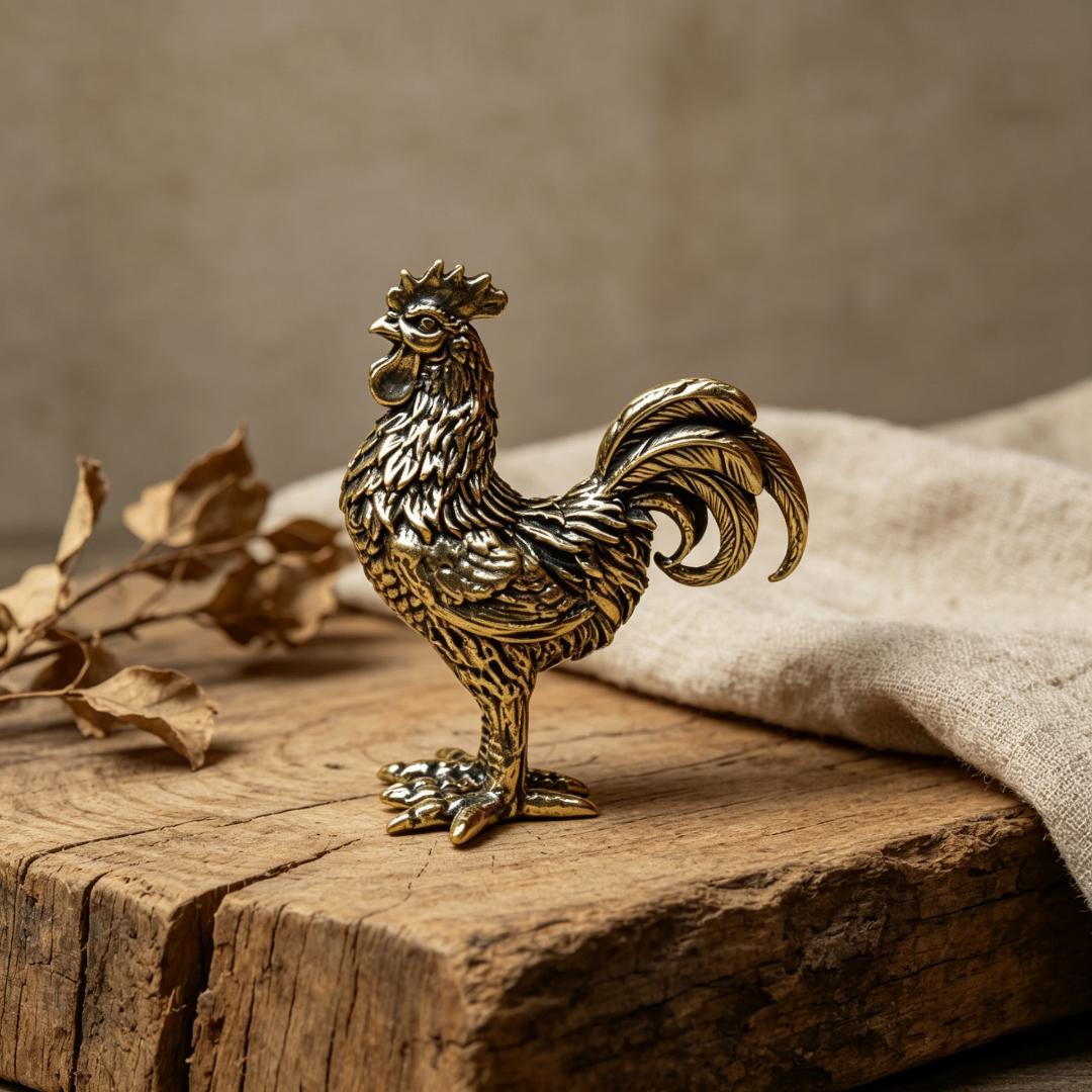 Vintage Brass Rooster & Hen Figurine Set — Brass figurine image 6