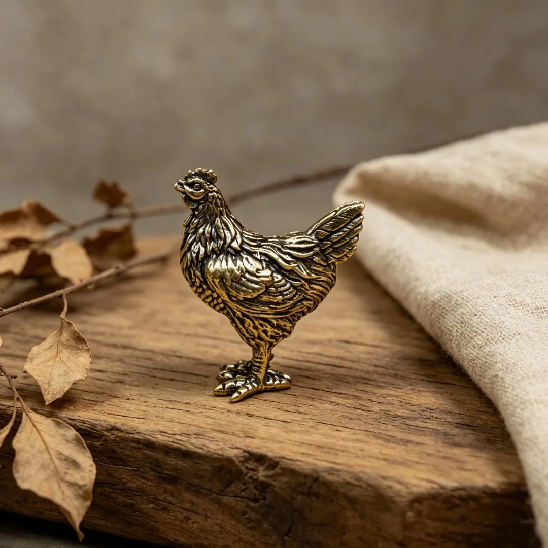 Vintage Brass Rooster & Hen Figurine Set — Brass figurine image 7