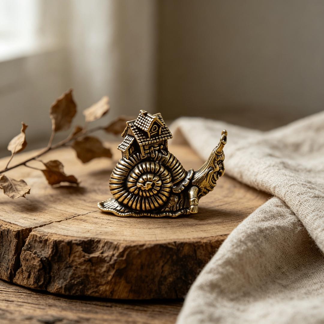 Vintage Brass Snail House Figurine — Brass figurine image 3