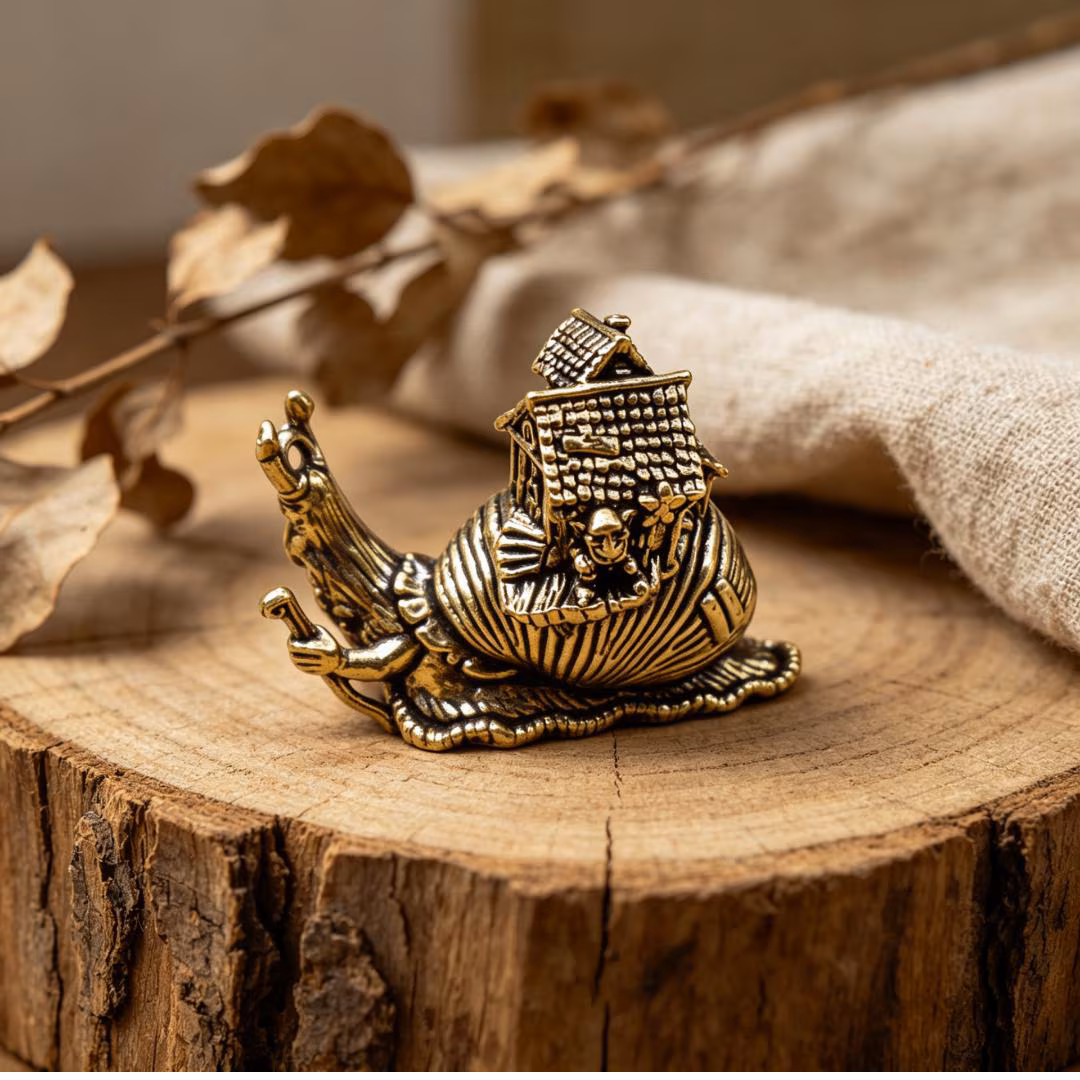 Vintage Brass Snail House Figurine — Brass figurine image 1
