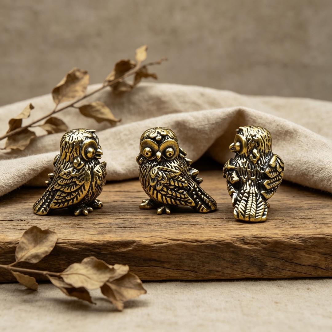 Vintage Brass Owl Figurine — Brass figurine image 3