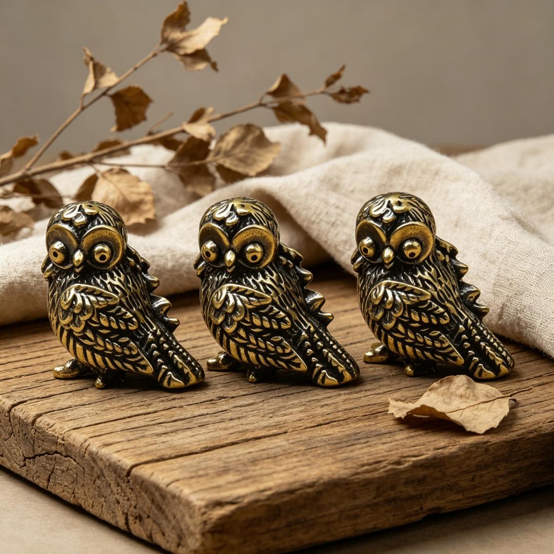 Vintage Brass Owl Figurine — Brass figurine image 4
