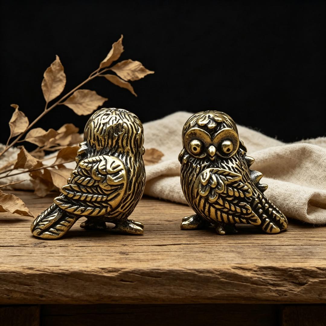 Vintage Brass Owl Figurine — Brass figurine image 5