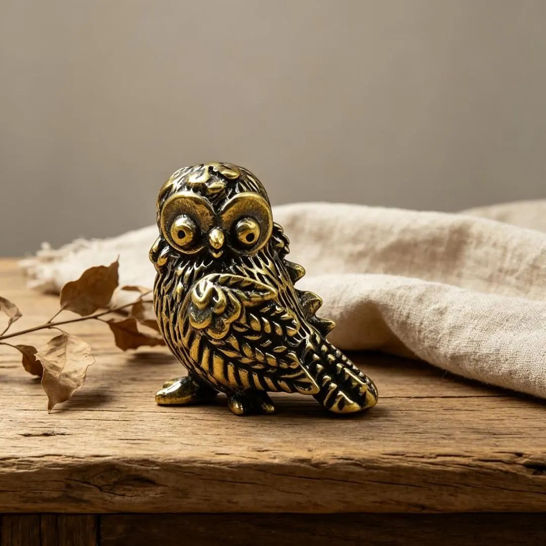 Vintage Brass Owl Figurine — Brass figurine image 1