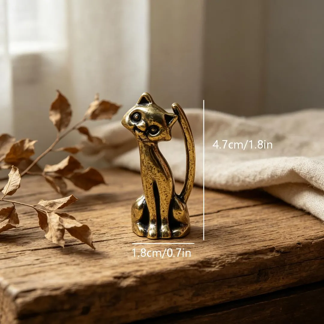 Vintage Brass Cat Figurine Set — Brass figurine image 2