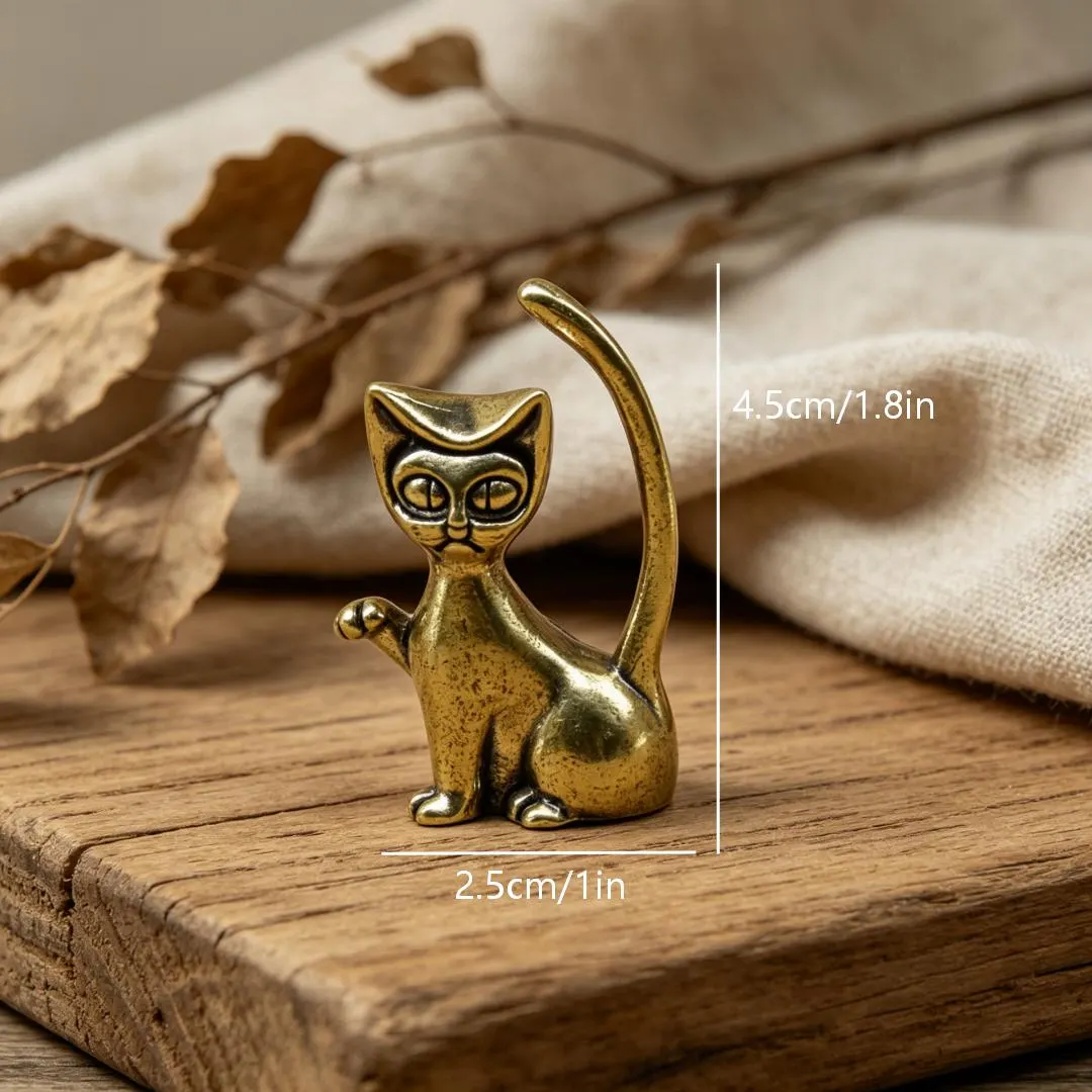 Vintage Brass Cat Figurine Set — Brass figurine image 3