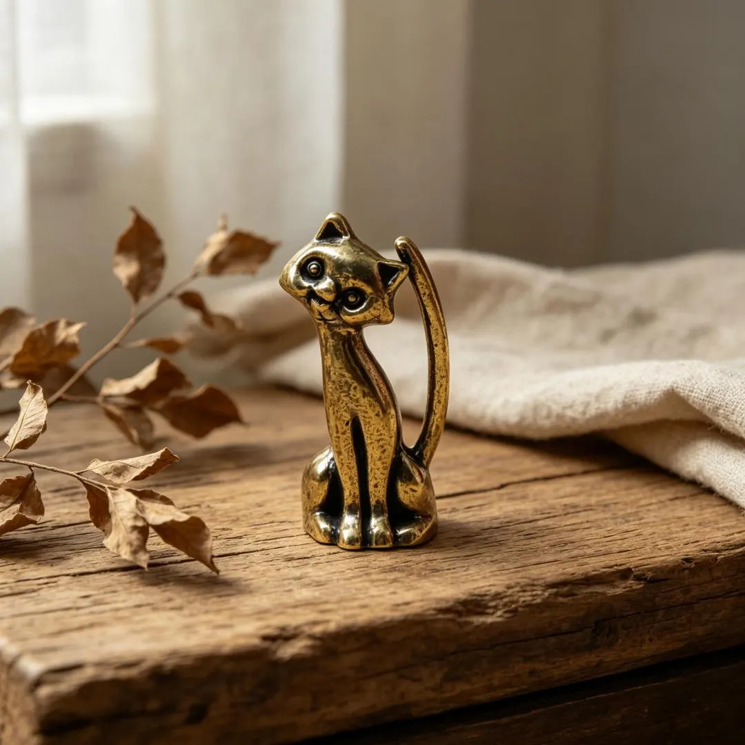 Vintage Brass Cat Figurine Set — Brass figurine image 4
