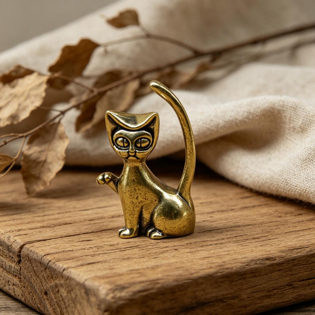 Vintage Brass Cat Figurine Set — Brass figurine image 5