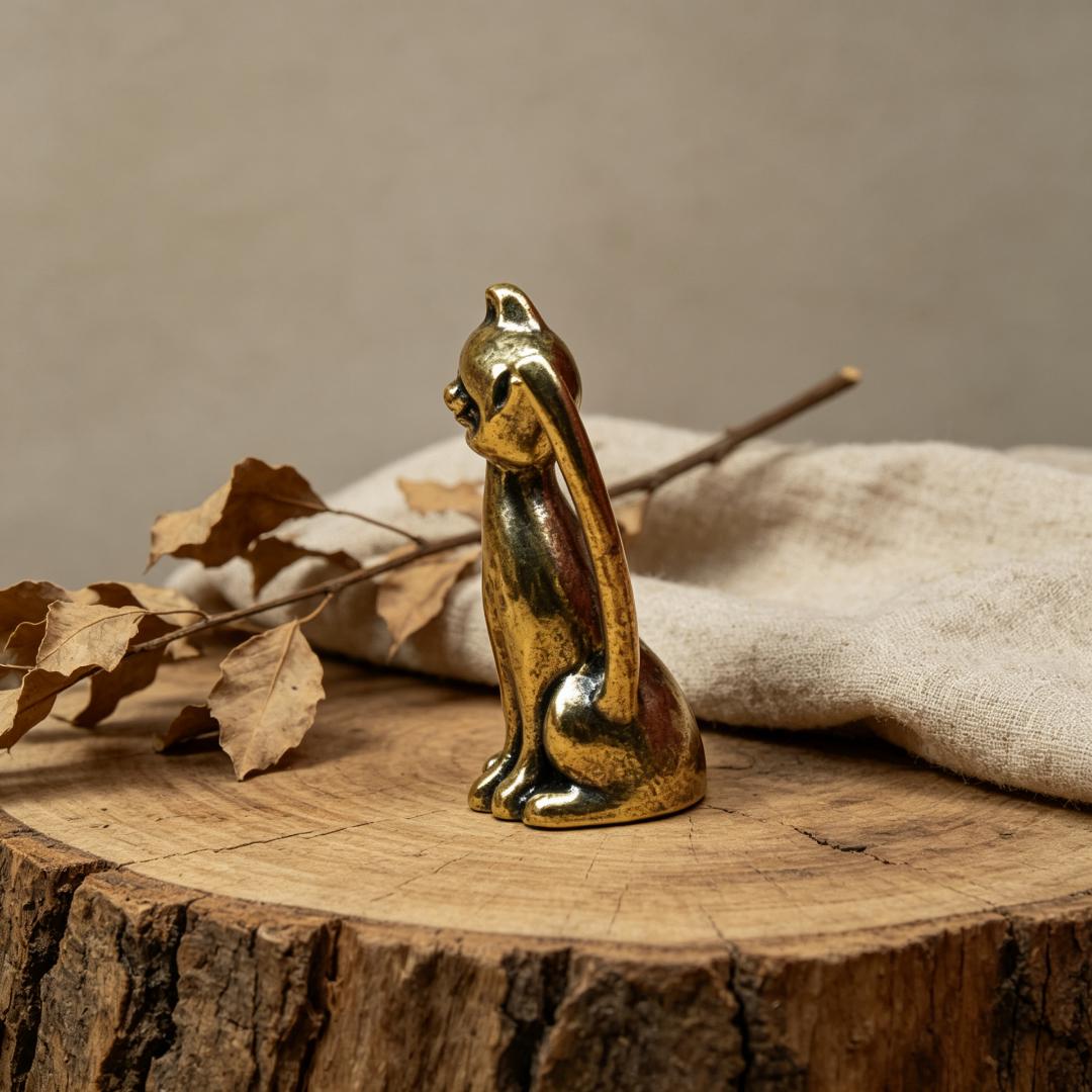 Vintage Brass Cat Figurine Set — Brass figurine image 7