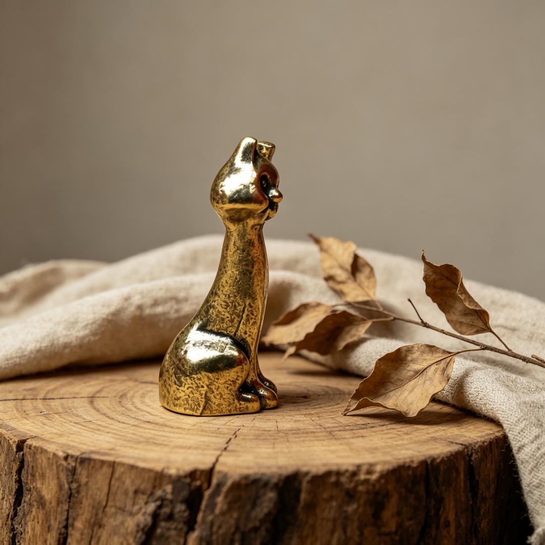 Vintage Brass Cat Figurine Set — Brass figurine image 8