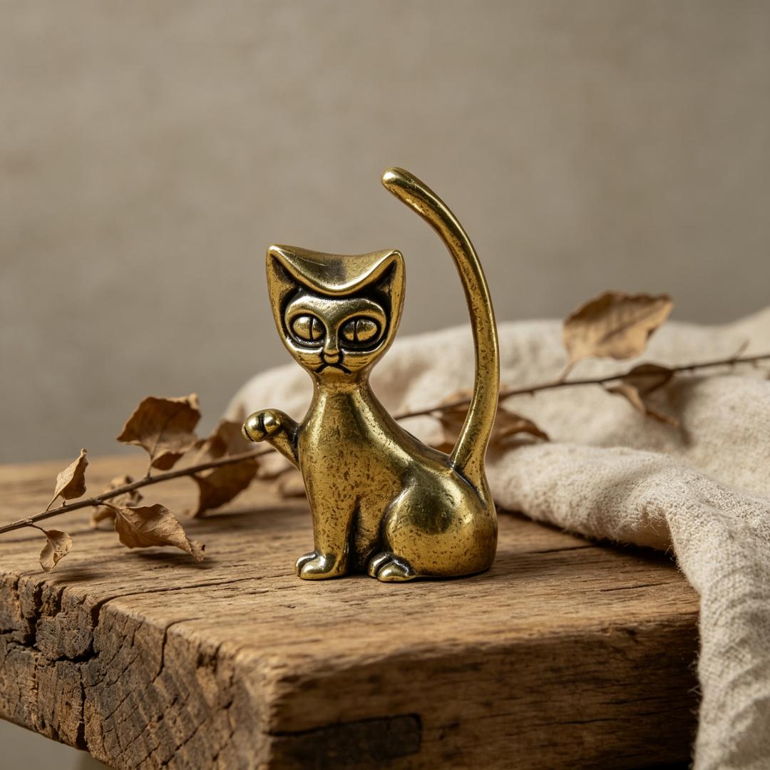 Vintage Brass Cat Figurine Set — Brass figurine image 9