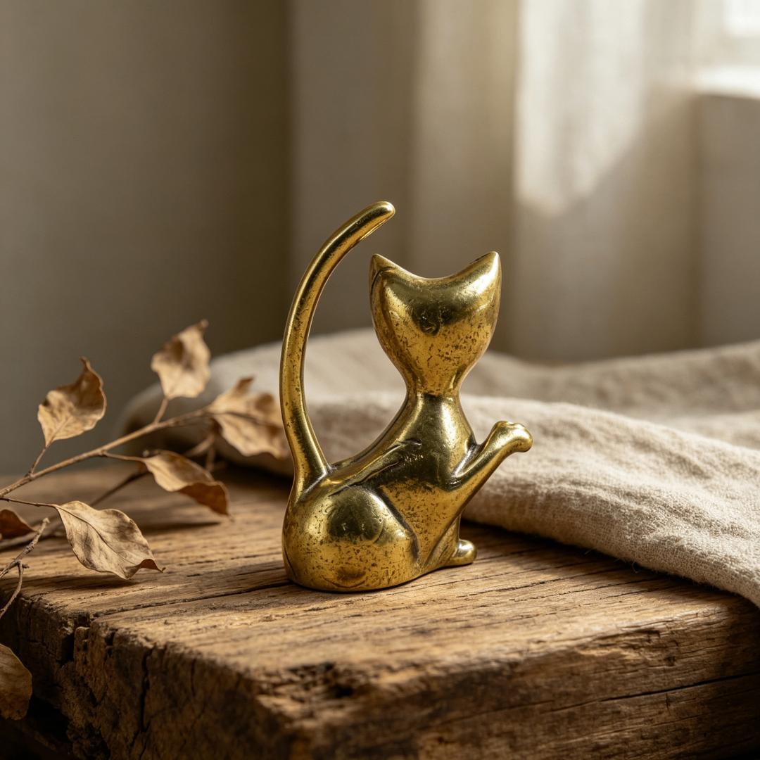 Vintage Brass Cat Figurine Set — Brass figurine image 10