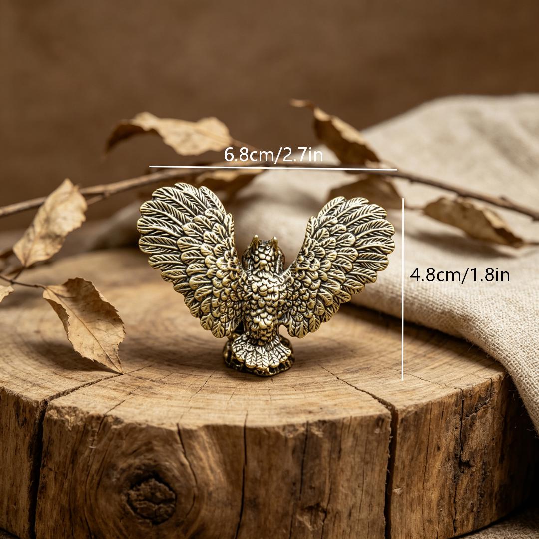 Vintage Brass Eagle & Owl Figurine Set — Brass figurine image 3