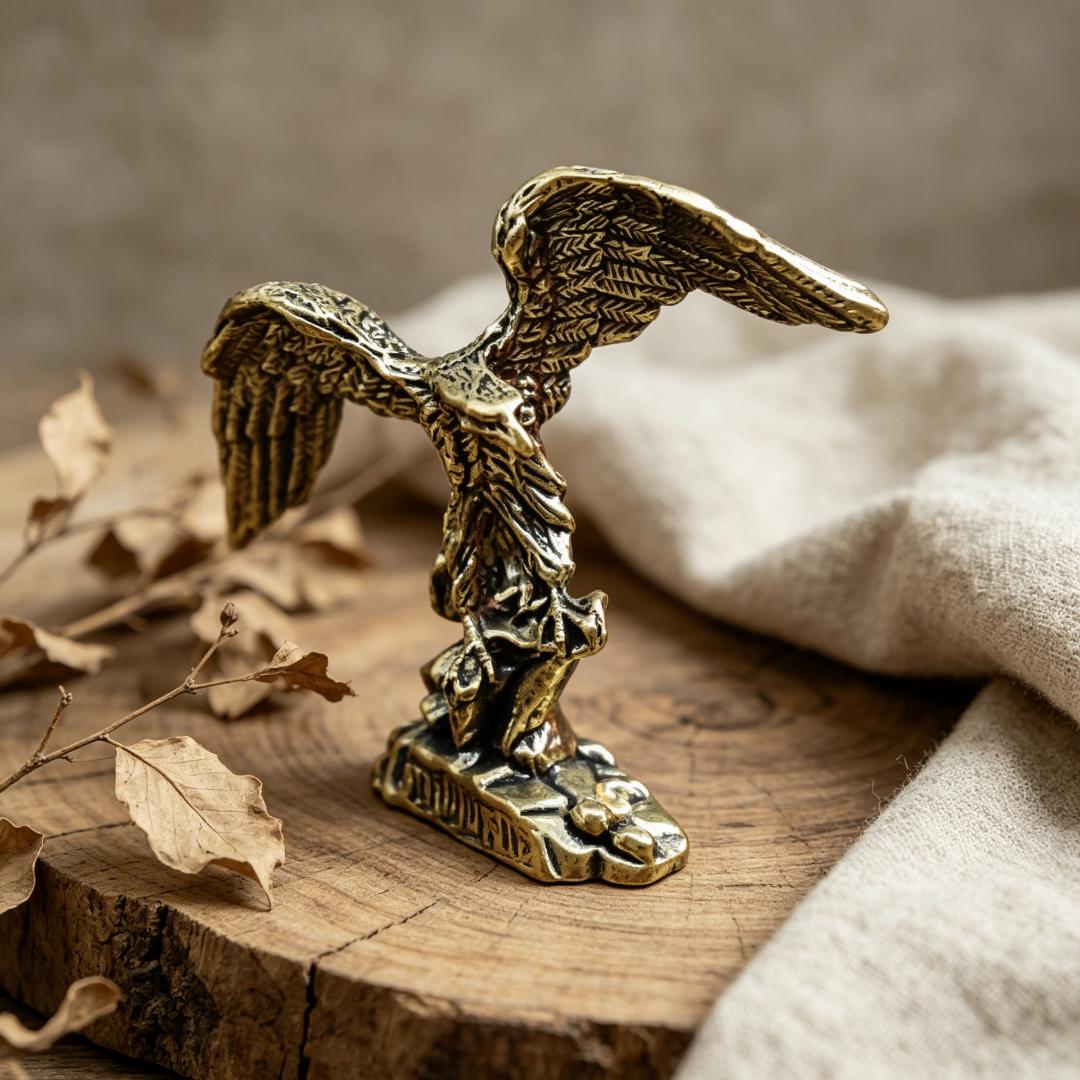 Vintage Brass Eagle & Owl Figurine Set — Brass figurine image 4