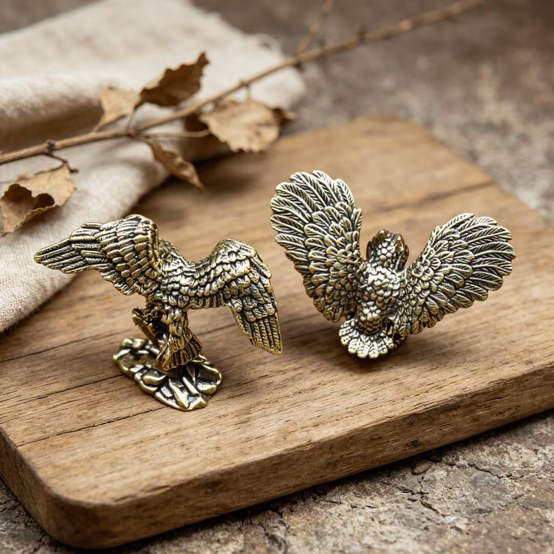 Vintage Brass Eagle & Owl Figurine Set — Brass figurine image 5
