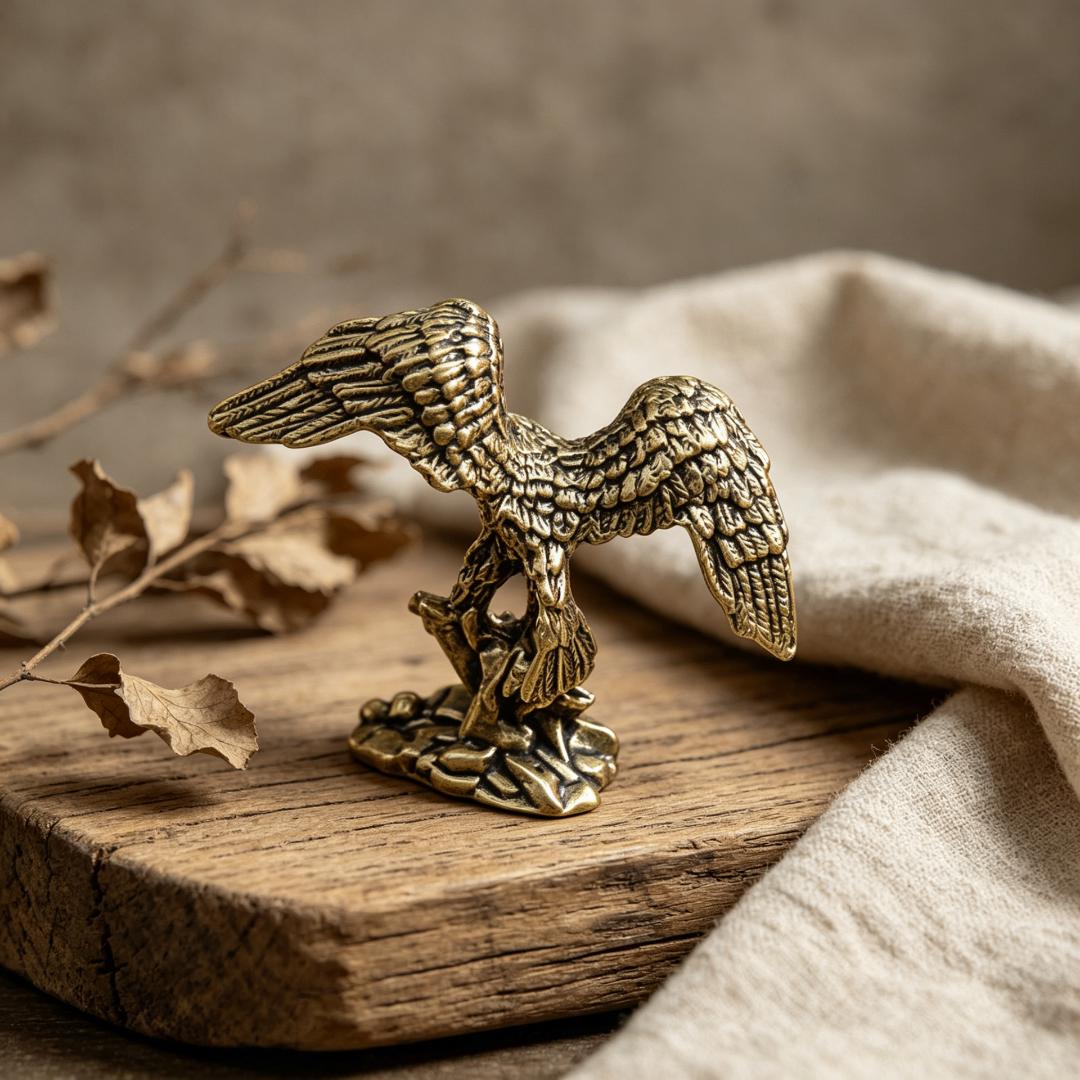 Vintage Brass Eagle & Owl Figurine Set — Brass figurine image 6