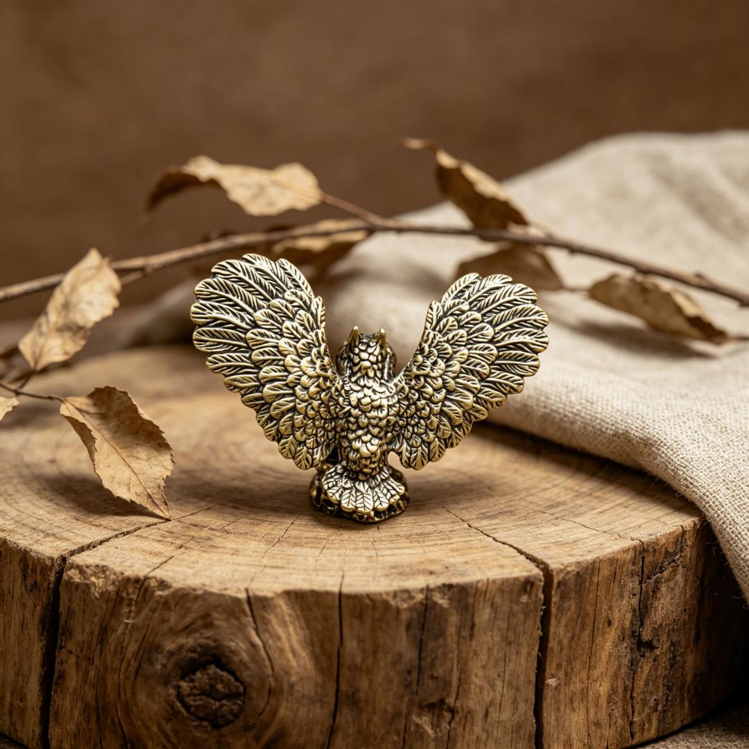 Vintage Brass Eagle & Owl Figurine Set — Brass figurine image 7