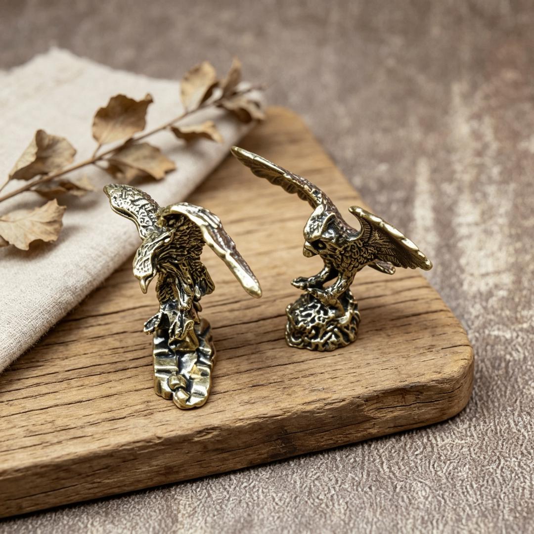 Vintage Brass Eagle & Owl Figurine Set — Brass figurine image 8