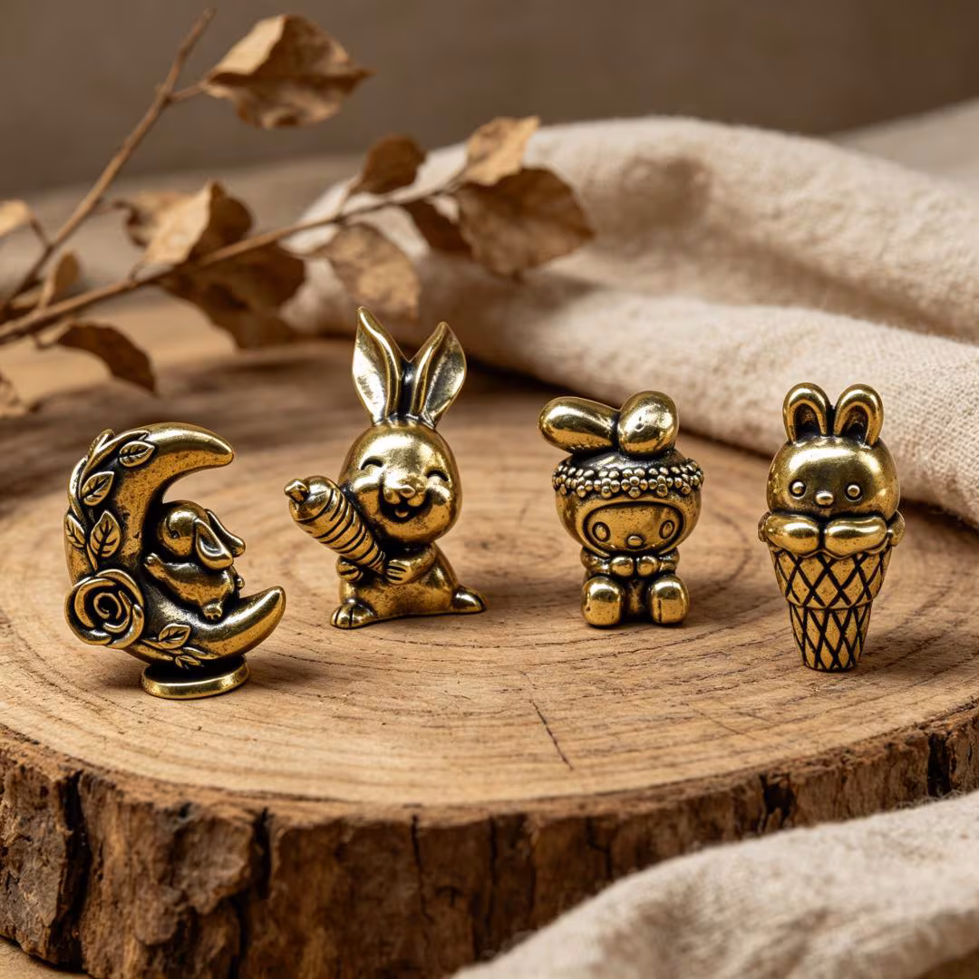 Vintage Brass Cat Figurine Set — Brass figurine image 1