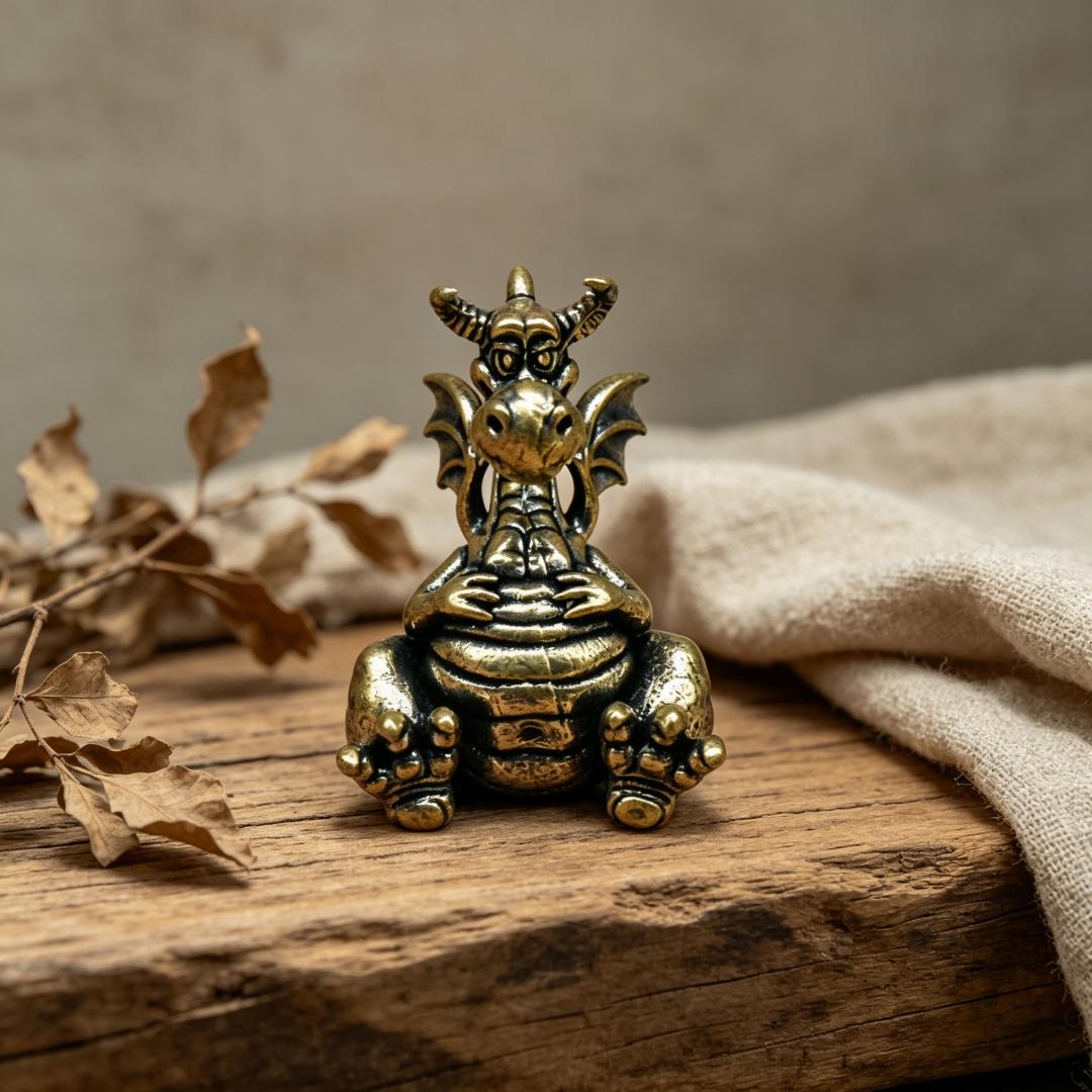 Vintage Brass Cartoon Dragon Figurine — Brass figurine image 4