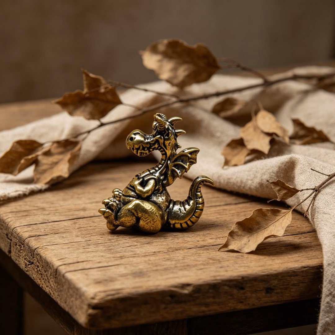 Vintage Brass Cartoon Dragon Figurine — Brass figurine image 5