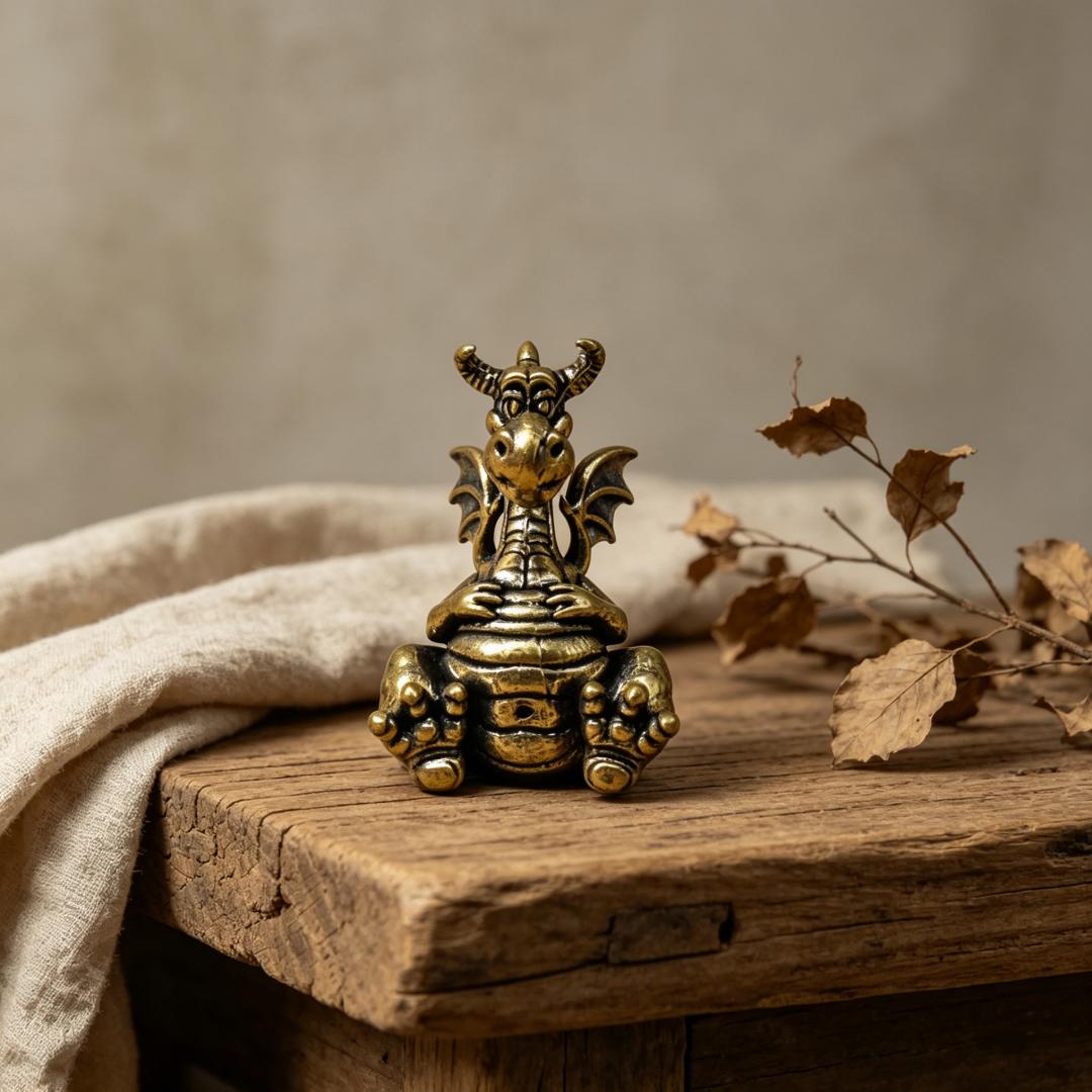Vintage Brass Cartoon Dragon Figurine — Brass figurine image 6