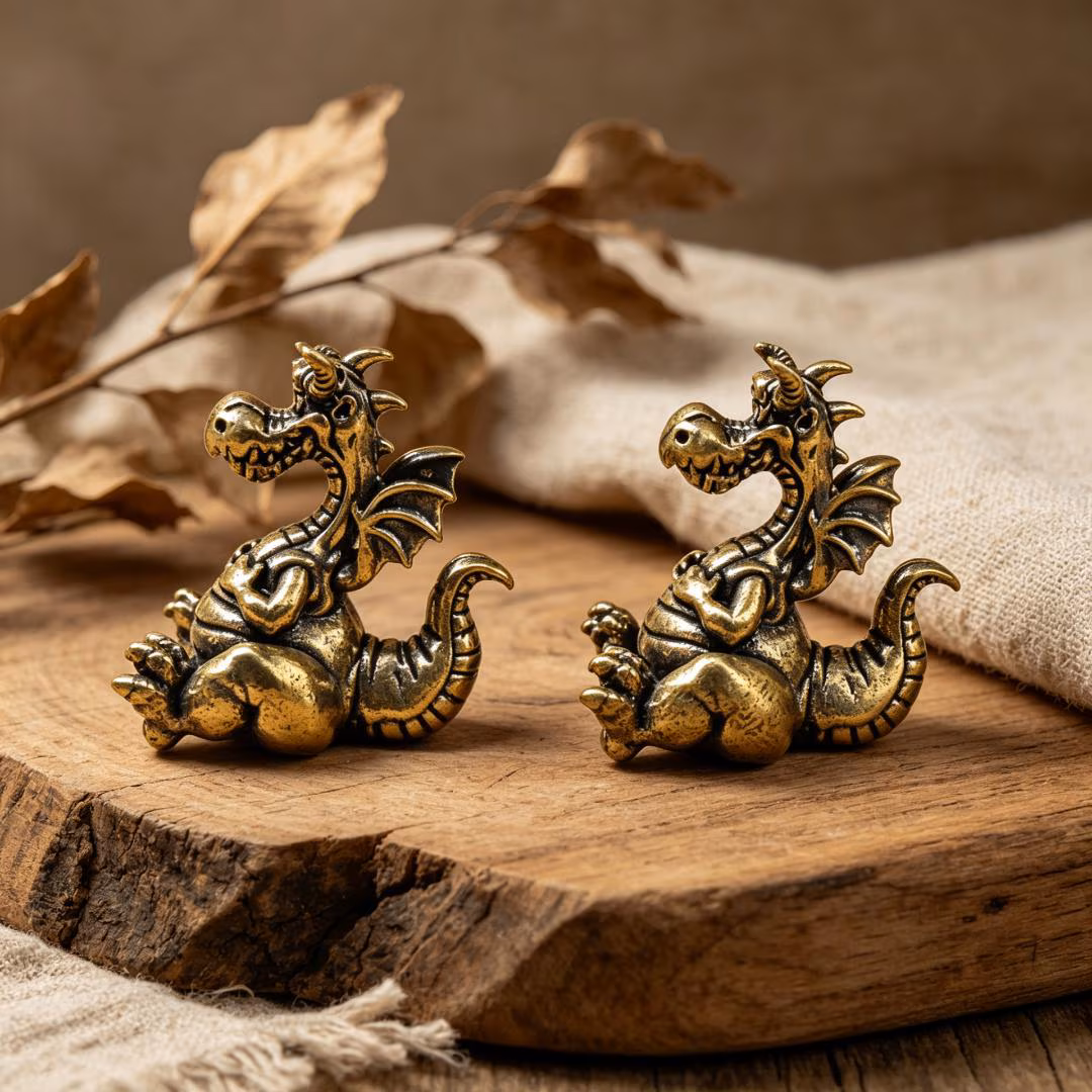 Vintage Brass Cartoon Dragon Figurine — Brass figurine image 7