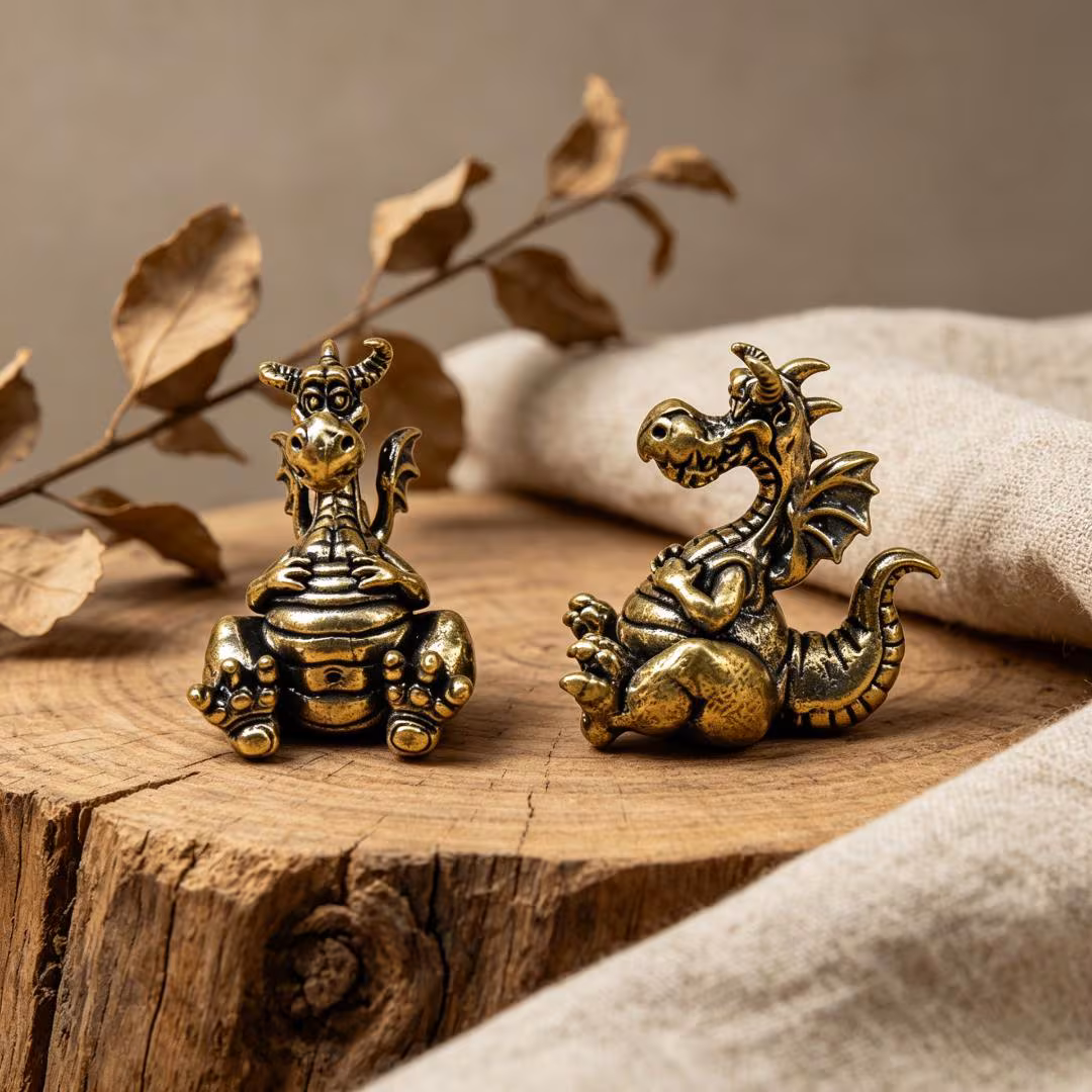 Vintage Brass Cartoon Dragon Figurine — Brass figurine image 1