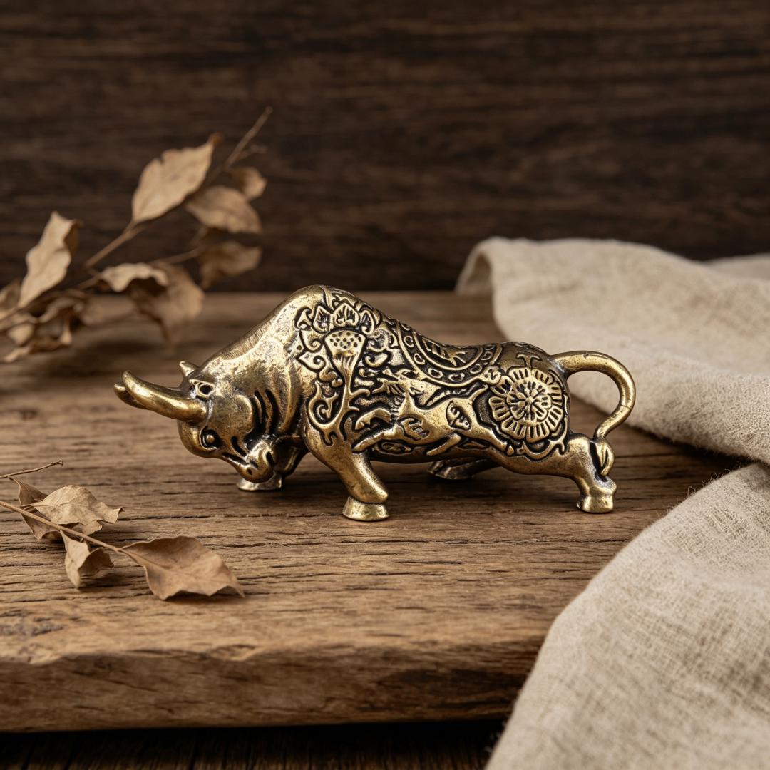 Vintage Brass Bull Figurine — Brass figurine image 4