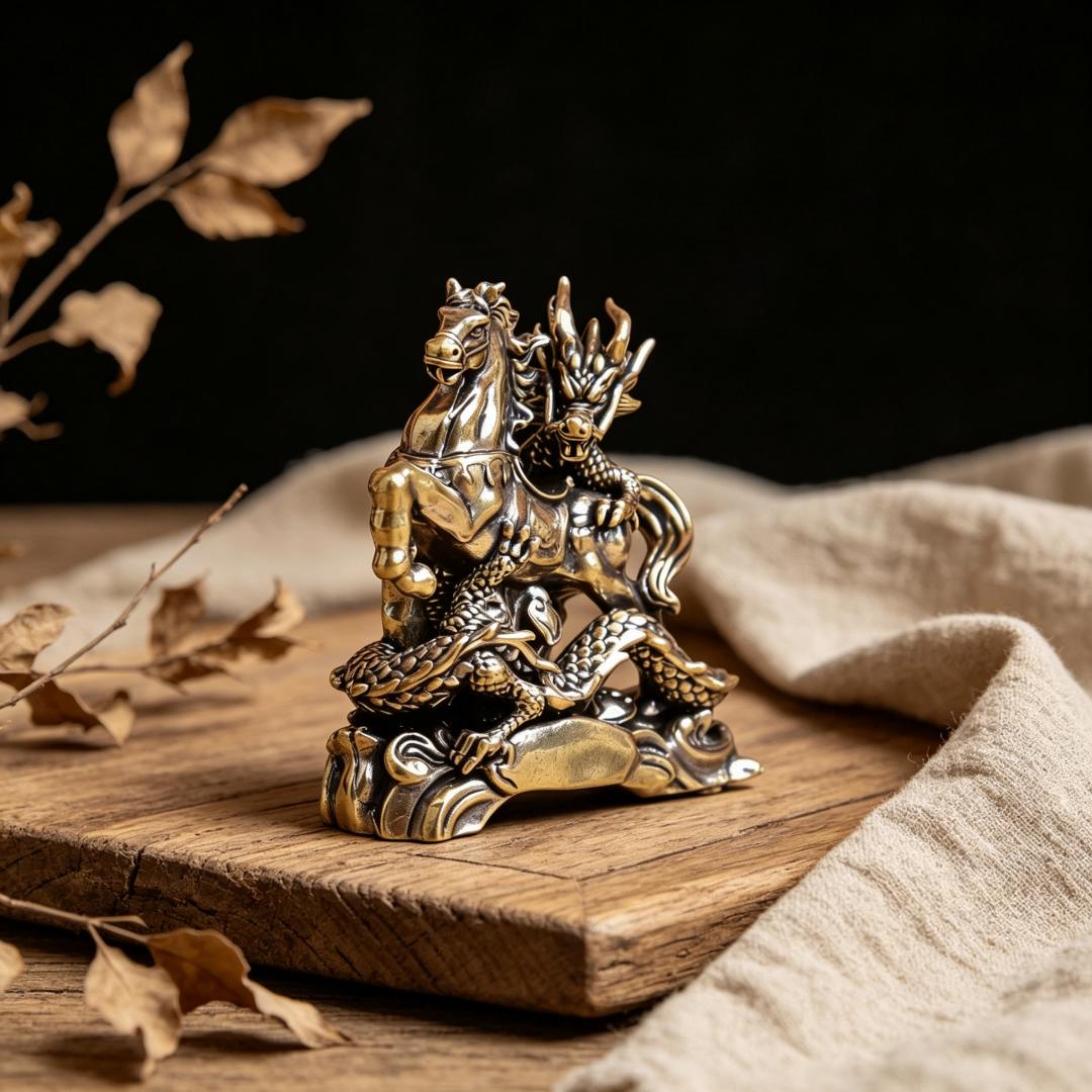 Vintage Brass Dragon & Horse Figurine — Brass figurine image 3