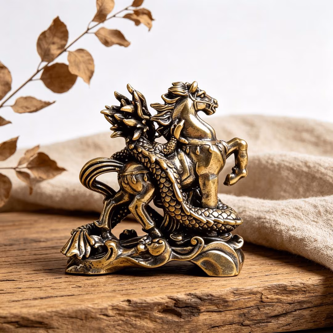 Vintage Brass Dragon & Horse Figurine — Brass figurine image 4
