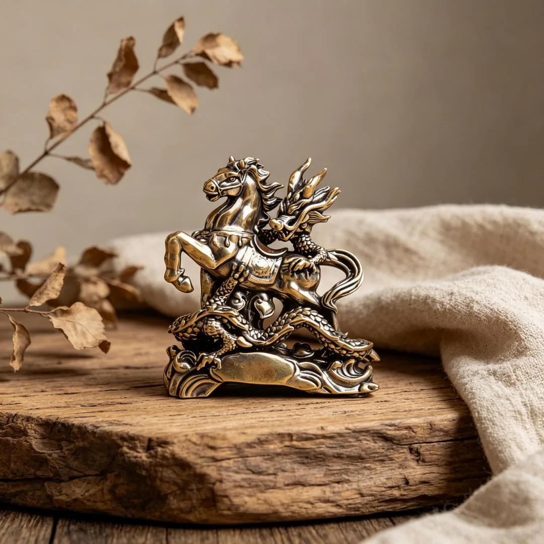 Vintage Brass Dragon & Horse Figurine — Brass figurine image 1