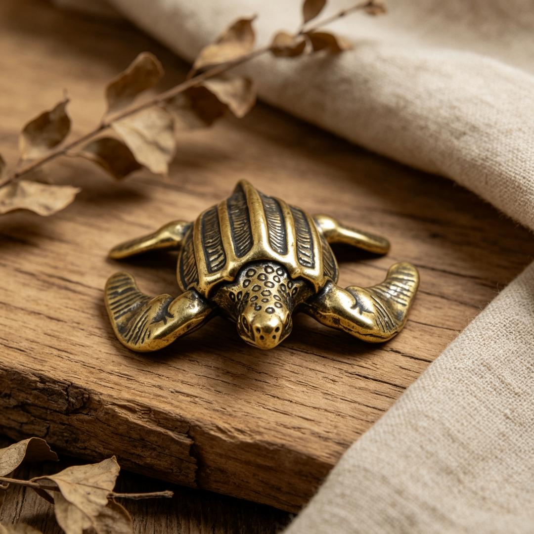 Vintage Brass Sea Turtle Figurine — Brass figurine image 3