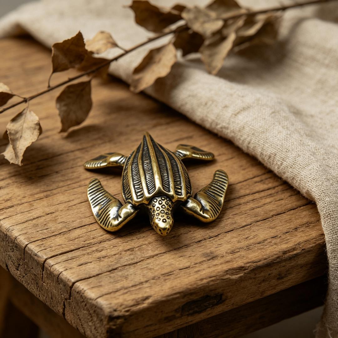 Vintage Brass Sea Turtle Figurine — Brass figurine image 4