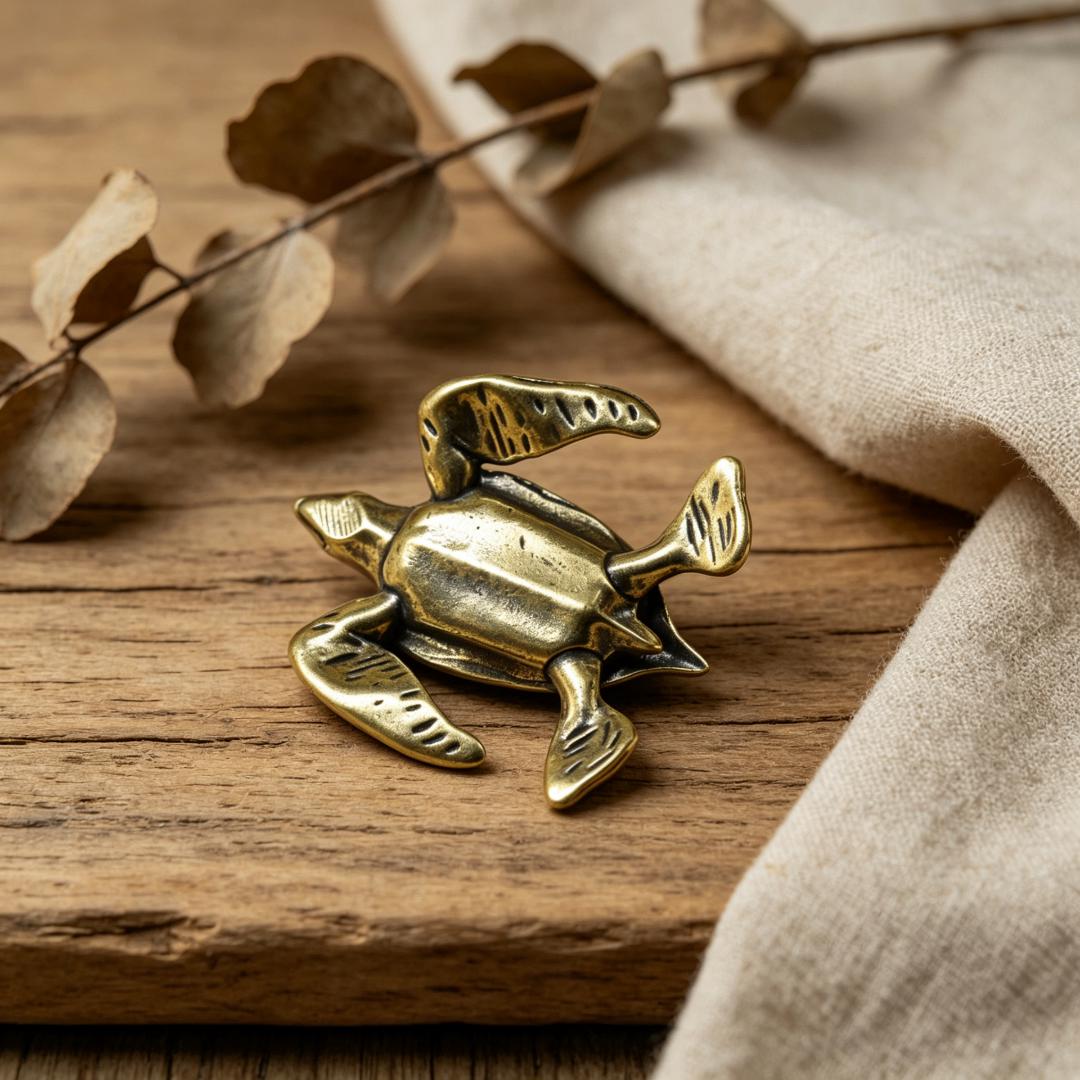 Vintage Brass Sea Turtle Figurine — Brass figurine image 6